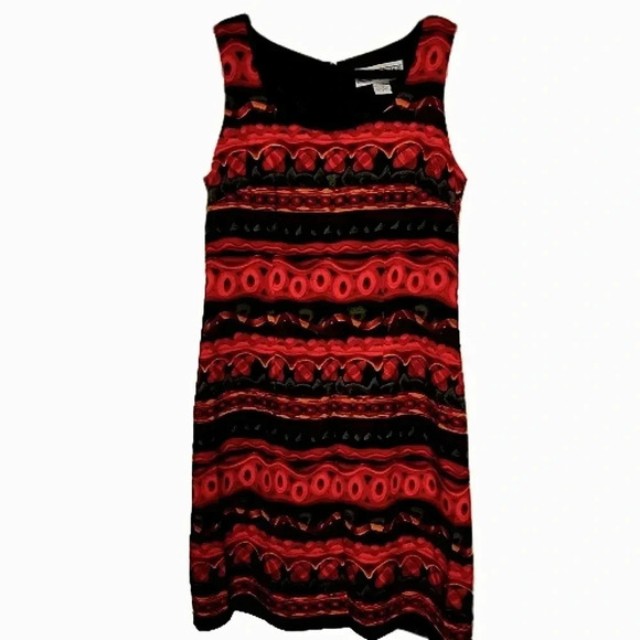 NWOT Jessica Howard sleeveless orange and red geo print lined shift dress Size 6 - Picture 1 of 5